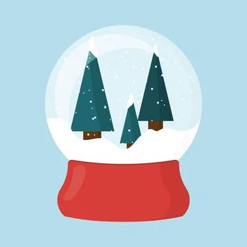 Snow globe with Christmas trees. Stock Illustration