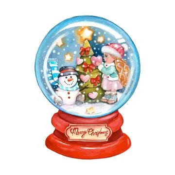 Snow globe, crystal ball vector illustration. Stock Illustration
