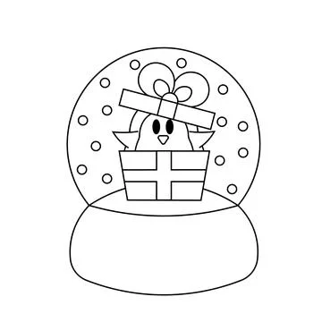 Snow globe with cute Rabbit in sweater in black and white Stock-Illustration