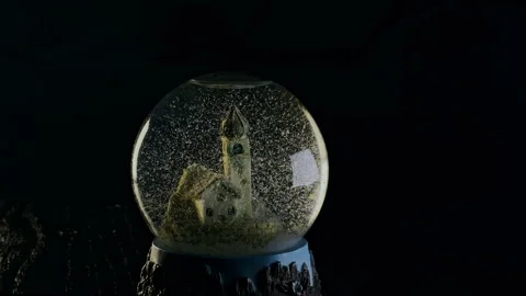 Snow Globe Dark Background Christmas Decoration Holidays 4k 60fps Stock Footage 254493567