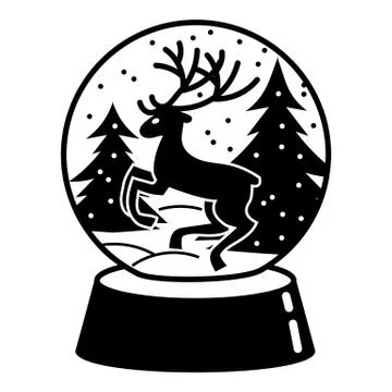 Snow globe deer icon, simple style Stock Illustration