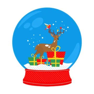 Snow globe deer Stock Illustration