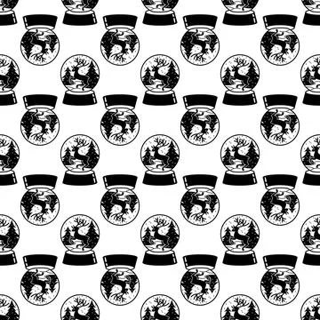 Snow globe deer pattern seamless vector Illustrazione stock