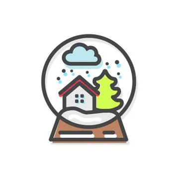 Snow Globe Elements Christmas Vector Illustration 스톡 일러스트
