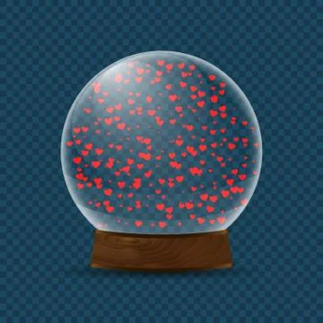 Snow globe with falling hearts Stock Illustration