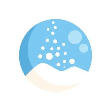 Snow globe with falling snowflakes and snowy landscape inside glass ball Stock Illustration