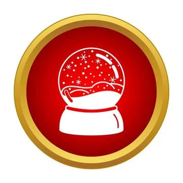 Snow globe with falling snowflakes icon on red button Stock Illustration