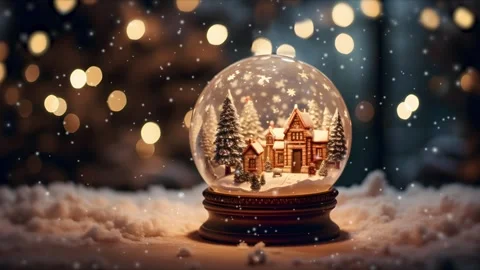 The snow globe with house model and christmas tree inside Video stock 260606332