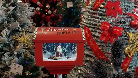 Snow Globe Lantern in Mailbox Shape for Christmas Decoration Stock Footage 339279266