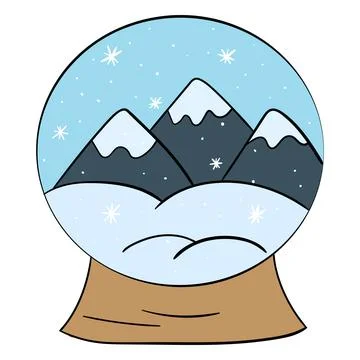 A snow globe with mountains. vector illustration Stock Illustration