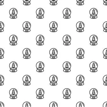 Snow globe pattern with christmas tree outline art イラスト素材