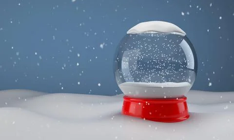 Snow globe in the snow, 3D render Stock Illustration