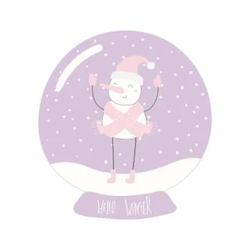 Snow globe with snowman Stock Illustration