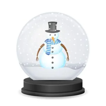 Snow globe with snowman Illustrazione stock