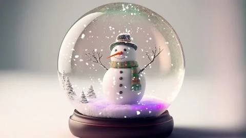 Snow globe with a snowman inside, with snow Stock Footage 226199996