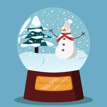 Snow globe with snowman. Vector illustration. Stock Illustration
