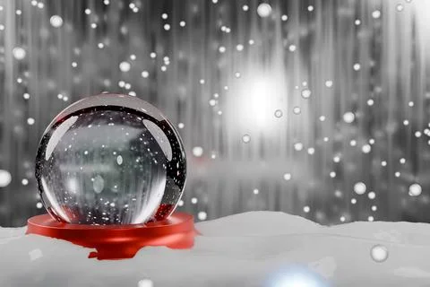 A snow globe surrounded by falling snow Illustrazione stock