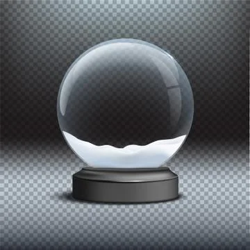 Snow globe template. Empty glass snow globe on transparent background. Vector Stock Illustration