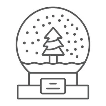 Snow globe thin line icon, christmas and new year, glass sphere sign, vector Stockillustratie