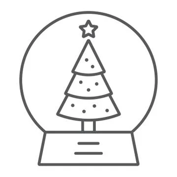 Snow globe thin line icon, christmas and new year, glass sphere sign, vector Stockillustratie