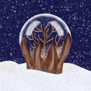 Snow globe with tree inside. Stock vector illustration Stock Illustration