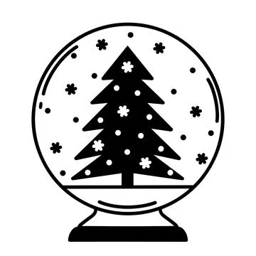 Snow globe vector icon. Hand-drawn illustration isolated on white background Stock Illustration