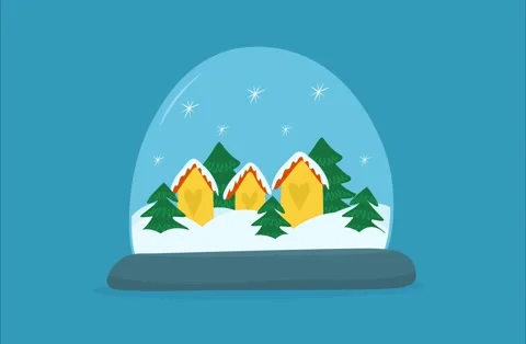 Snow globe vector. Tiny houses. Stock Footage 258829543