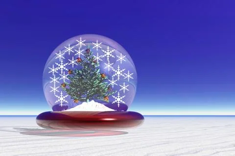 Snow globe, winter landscape, 3d computer graphics, christmas theme Stock-Illustration