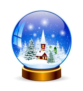 Snow globe with winter landscape Stock Illustration