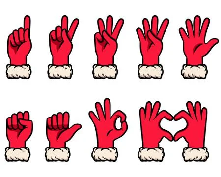 Snow Glove Counting Gesture Vector Illustration Set Illustrazione stock
