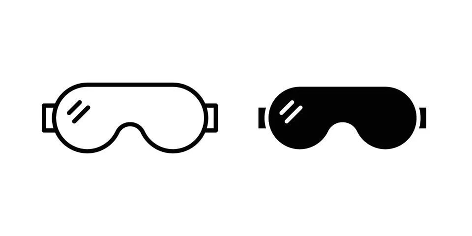Snow Goggle icon linear versions pack on white background 스톡 일러스트