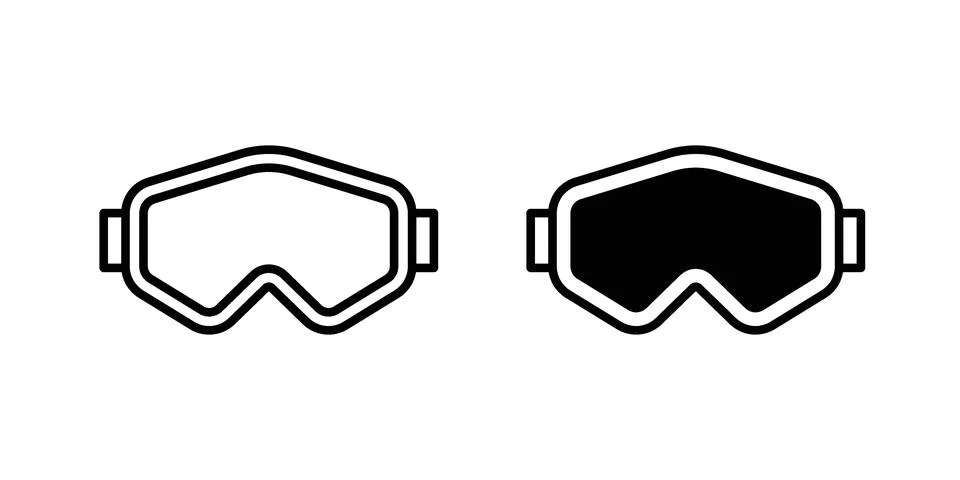 Snow Goggle icon set modern line and solid style collection. Stock Illustration