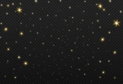 Snow gold glitter particles isolate on png or transparent  background with sp Stock Illustration