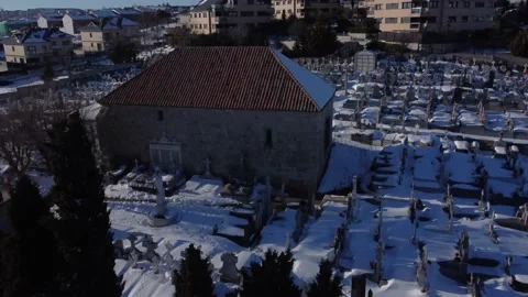 Snow graveyard town Stock Footage 158547737