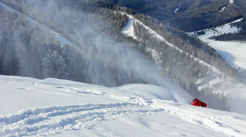 Snow Gun At Mountains Stock Footage 39146877