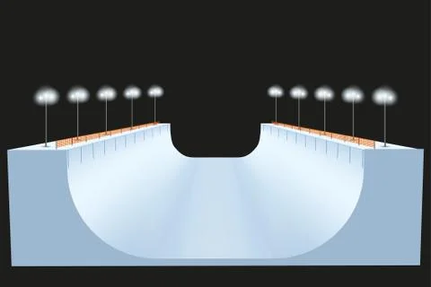Snow half pipe at night Stock Illustration