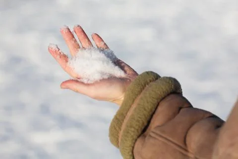 Snow in hand Stock Photos