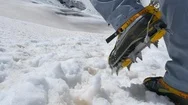 Snow Hiking Walking Foot Steps Feet Slow Motion Stock Footage