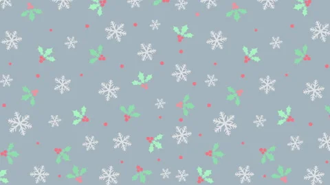 Snow holly berries pattern Stock Footage 246709666