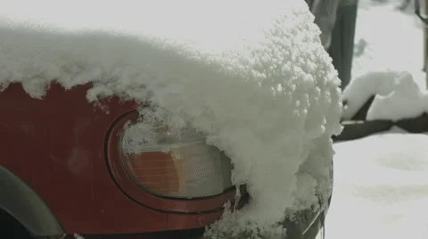 Snow Ice Around Headlight Stock Footage 50567370