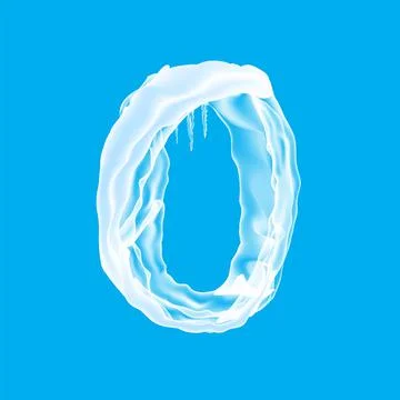 Snow Ice Cap with Number Zero Isolated on Blue Background. Christmas Card Design Illustrazione stock