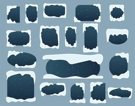 Snow ice cap template set with various shapes banner rectangular , square ,.. Stock Illustration