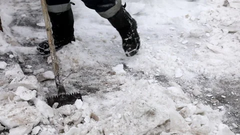 Snow ice clean walk Stock Footage 148375744