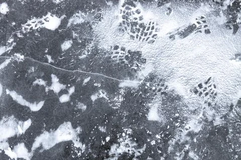 Snow on ice, close-up for background, winter landscape Stock Photos