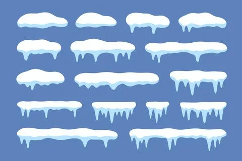 Snow ice vector winter frame effect frozen illustration. Icicle cold frozen Stock Illustration