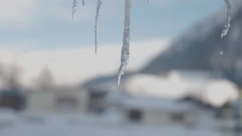 Snow icicle melting Stock Footage 327650002