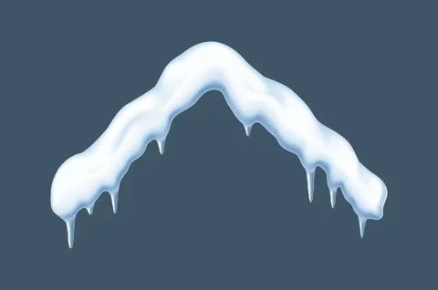 Snow with icicles on rooftop realistic vector illustration Stock Illustration
