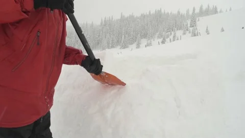 Snow igloo building in the high winter mountains Stock Footage 157768690