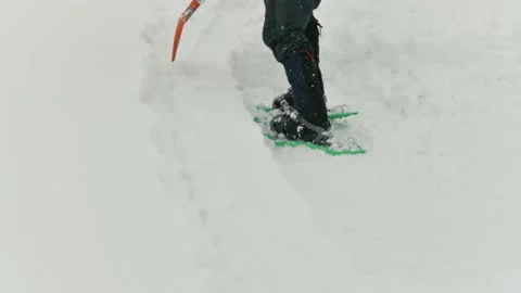 Snow igloo building in the high winter mountains Stock Footage 157830833