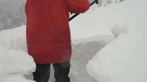 Snow igloo building in the high winter mountains Stock Footage 157922524